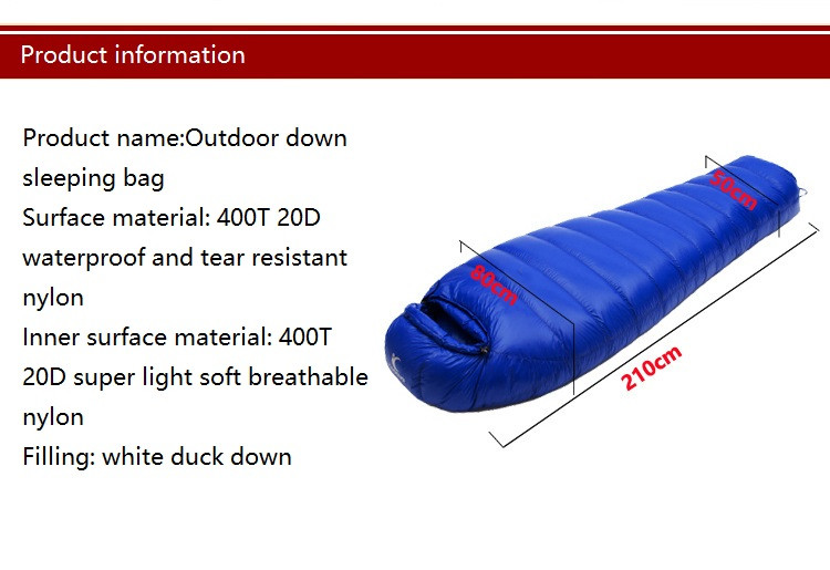 Ultralight Winter Autumn Camping  Tents Sleeping Bag Waterproof Warm Nylon White Duck Down Sleeping Bag